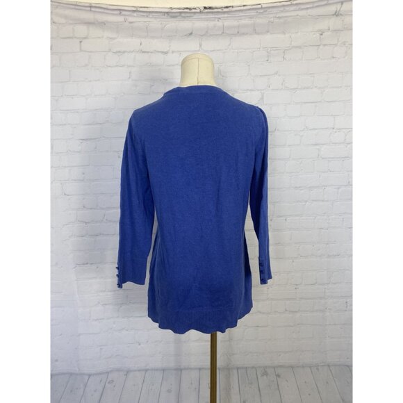 ⭐ 3/$15 Jessica Medium Cobalt Blue Henley Cotton Blend Sweater - Picture 5 of 7